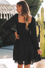 Black Bishop Sleeve Smocked Tiered Mini Dress Florida Girl Fashion Boutique