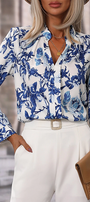 Elegant Floral Notched Neck Blouse Florida Girl Fashion Boutique