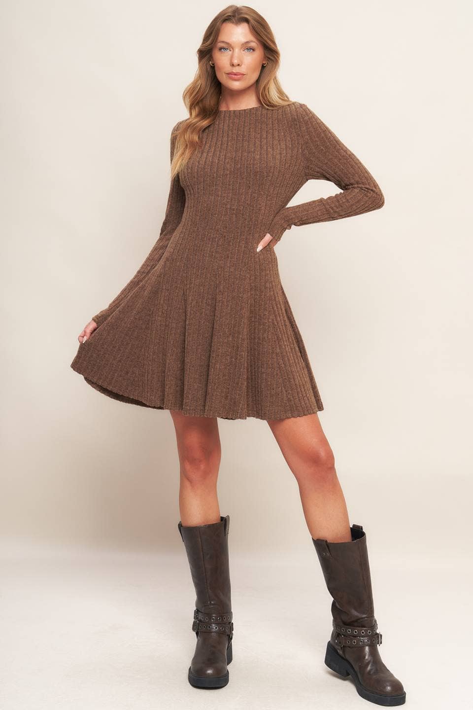 Cocoa Crush Ribbed Mini Dress