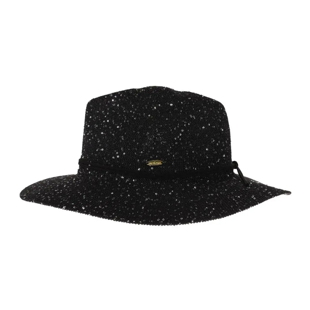 Knit Sequin Adorned Panama Hat C.C Beanie