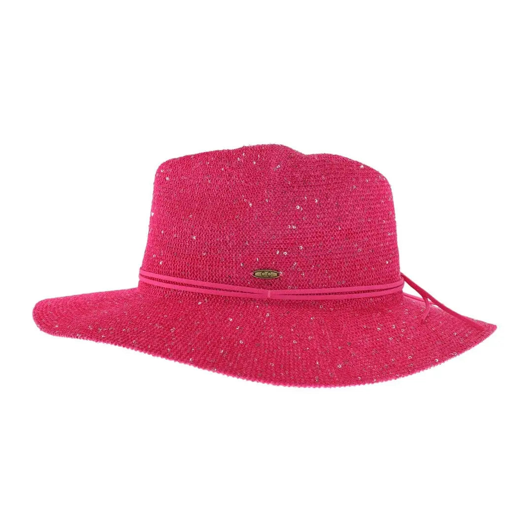 Knit Sequin Adorned Panama Hat C.C Beanie