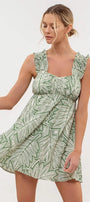 Leaf Print Mini Dress Florida Girl Fashion Boutique