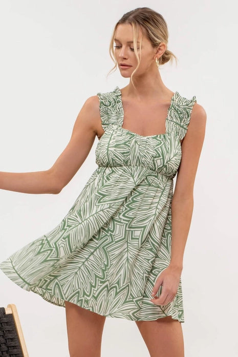 Leaf Print Mini Dress Florida Girl Fashion Boutique