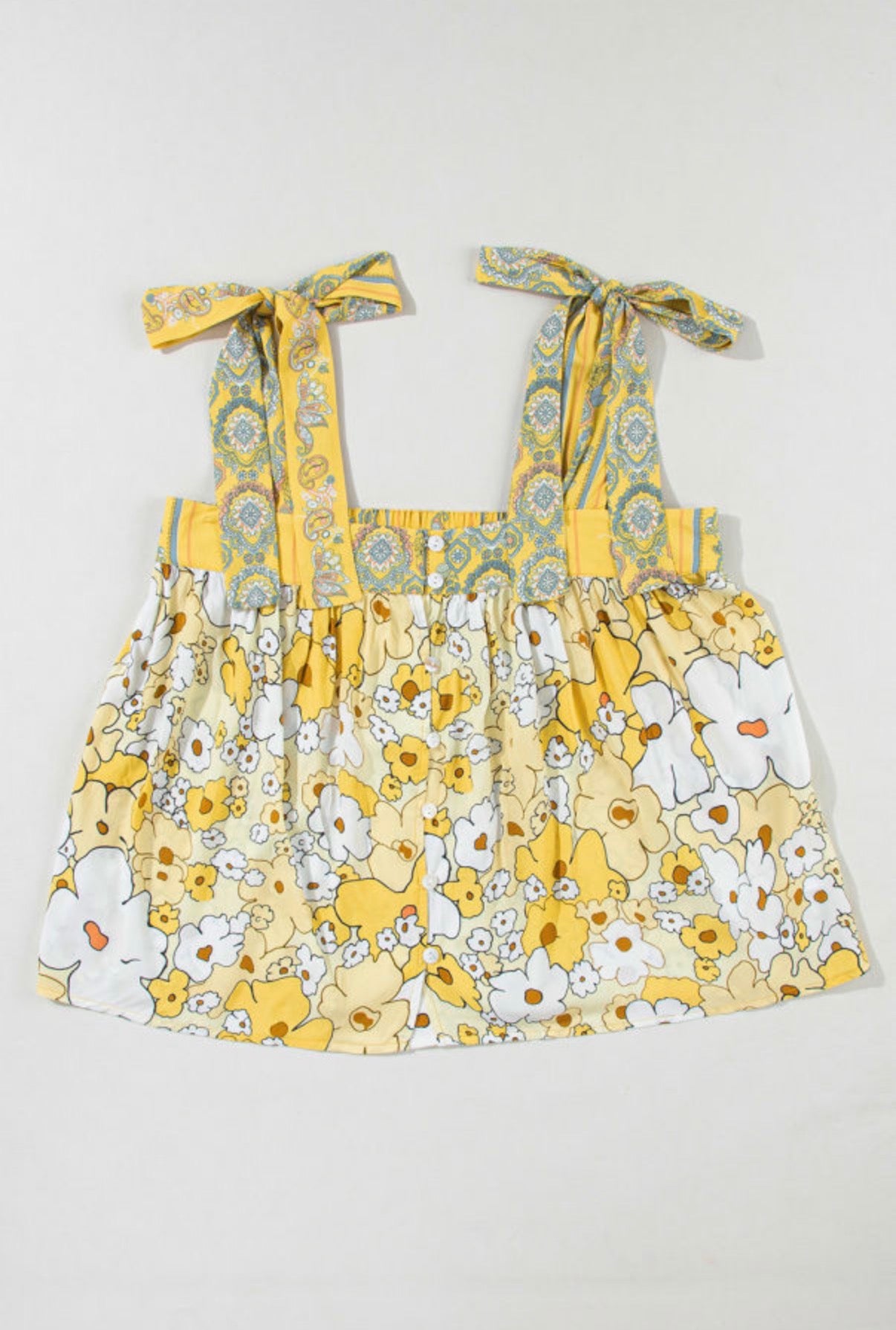 Golden Bloom Tie Strap Tank