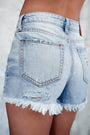 Light Blue Ripped Raw High Waist Denim Short Florida Girl Fashion Boutique