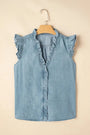 Blue Ruffled Denim Top Florida Girl Fashion Boutique