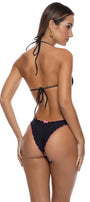 Luli Fama SPOTTED WITH LOVE - Wavy High Leg Brazilian Bottom — Black | Pink