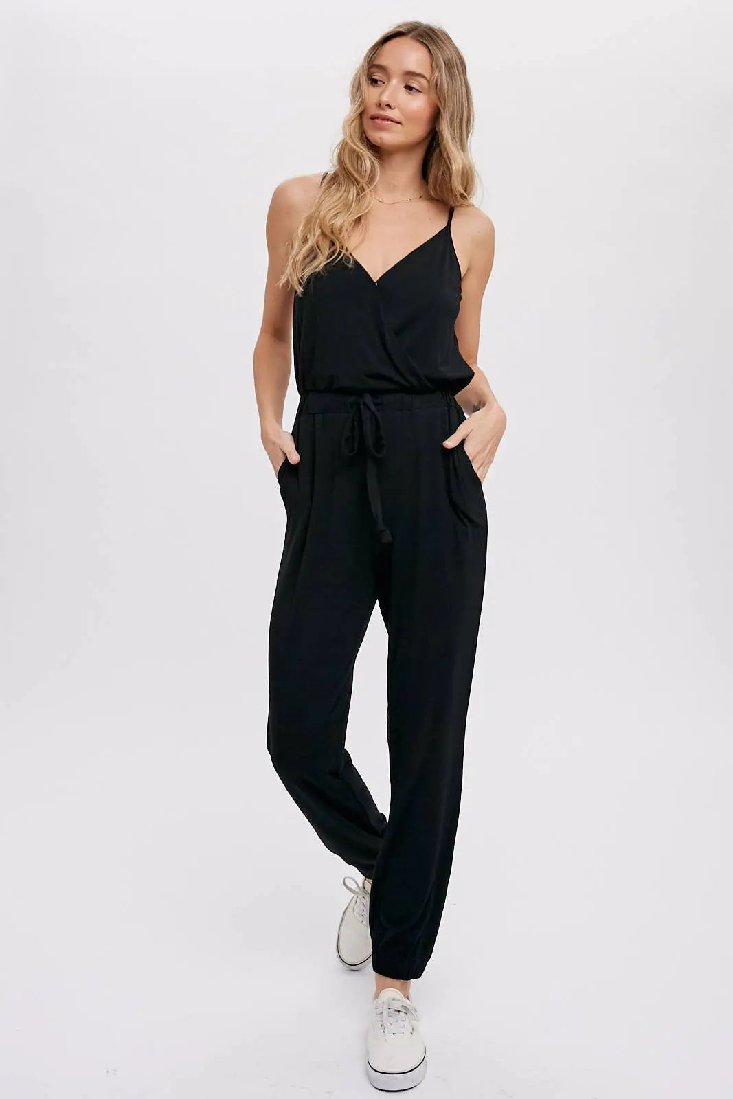Surplice Jersey Jumpsuit Bluivy