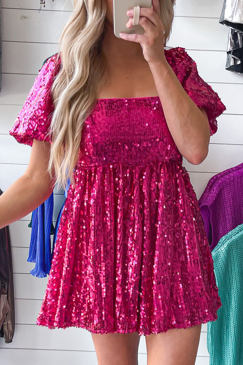 Puff Sleeve Sequin Babydoll Romper Florida Girl Fashion Boutique