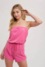 Strapless Drawsting Romper Bluivy