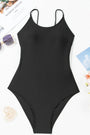 Black Thin Strap Strappy Lace-up Open Back One Piece Swimsuit Florida Girl Fashion Boutique