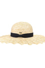 Wavy Brim Black Ribbon Sun Hat C.C Beanie