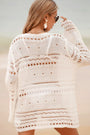 White Lace-up V Neck Hollow Out Knitted Long Sleeve Cover Up Florida Girl Fashion Boutique