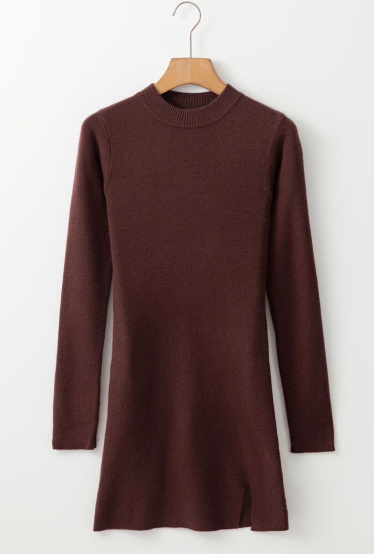 Chocolate Ribbed Sweater Mini Dress