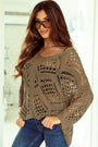 Khaki Hollowed V Neck Dolman Sleeve Sweater Florida Girl Fashion Boutique