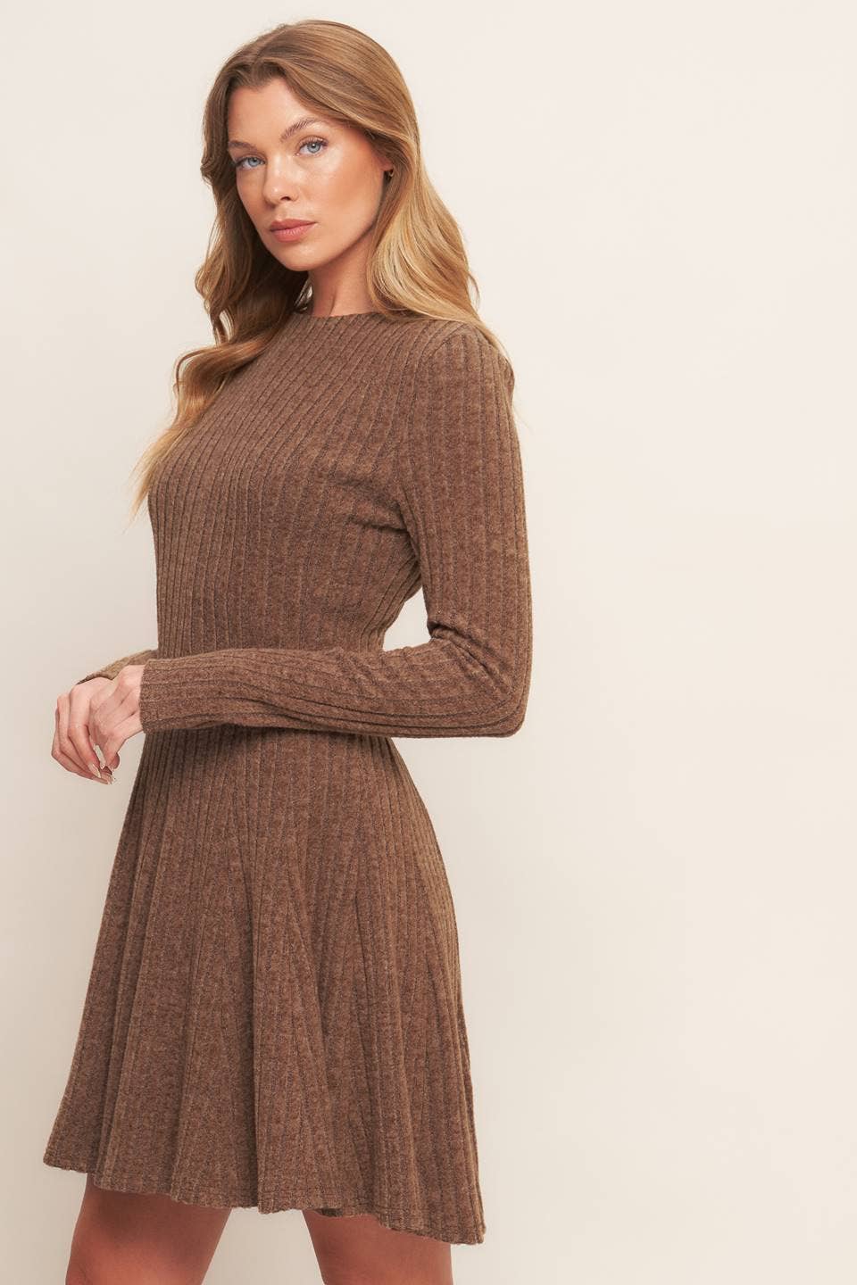 Cocoa Crush Ribbed Mini Dress