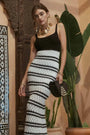Stripe Crochet Knit Midi Dress Blu Pepper