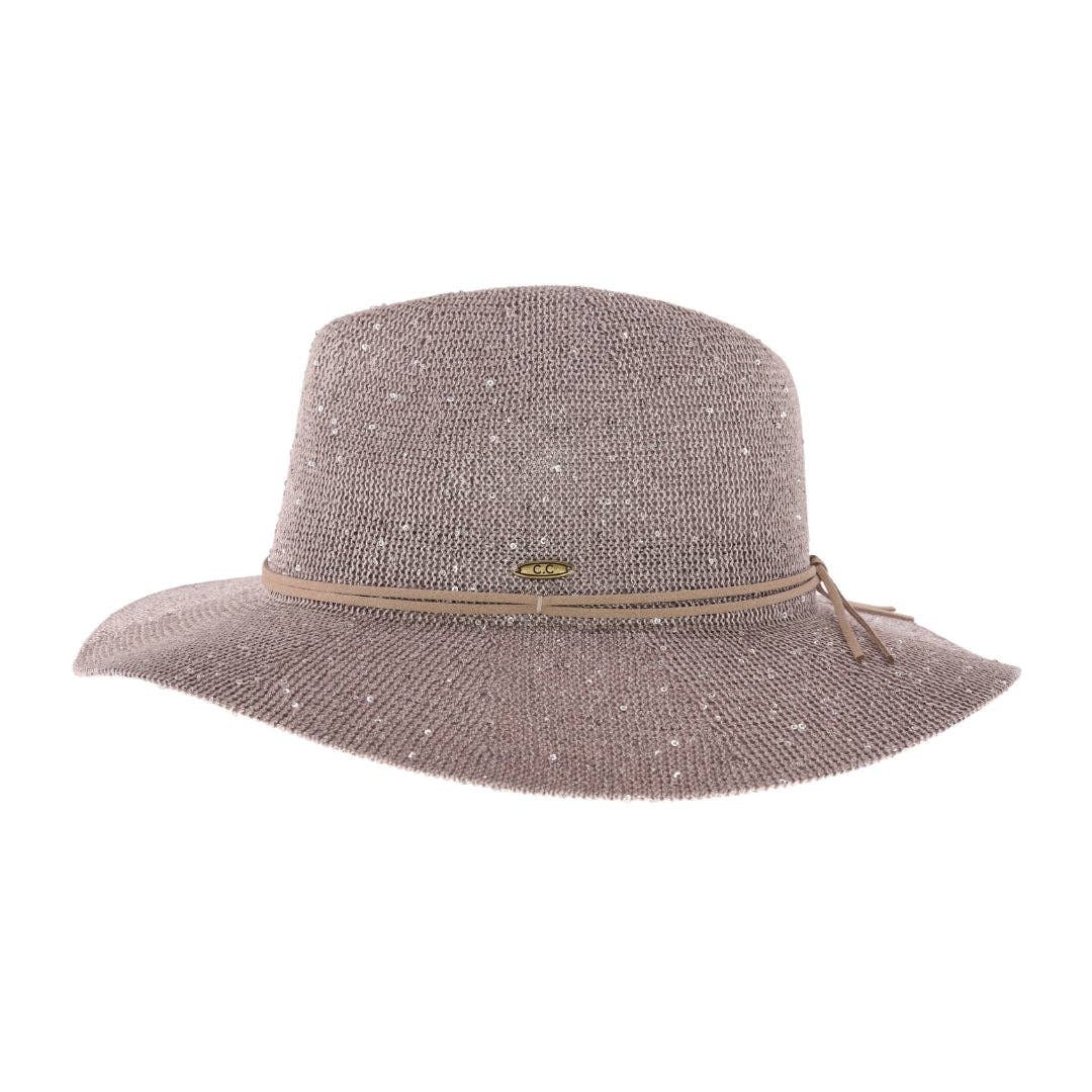 Knit Sequin Adorned Panama Hat C.C Beanie