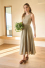 Sage Mixed Fabric Dress Blu Pepper