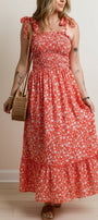 Floral Smocked Tie Strap Maxi Florida Girl Fashion Boutique