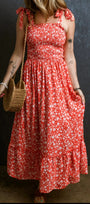 Floral Smocked Tie Strap Maxi Florida Girl Fashion Boutique
