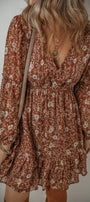 Rust Floral Ruffle Mini Dress Florida Girl Fashion Boutique