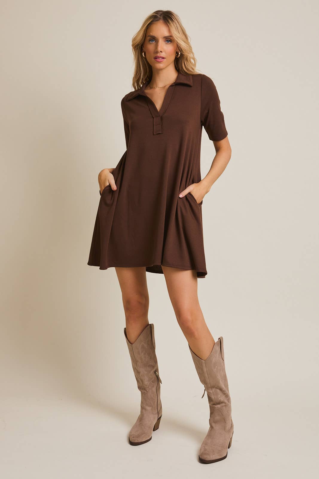 Chocolate Dream Collared Mini Dress 🤎