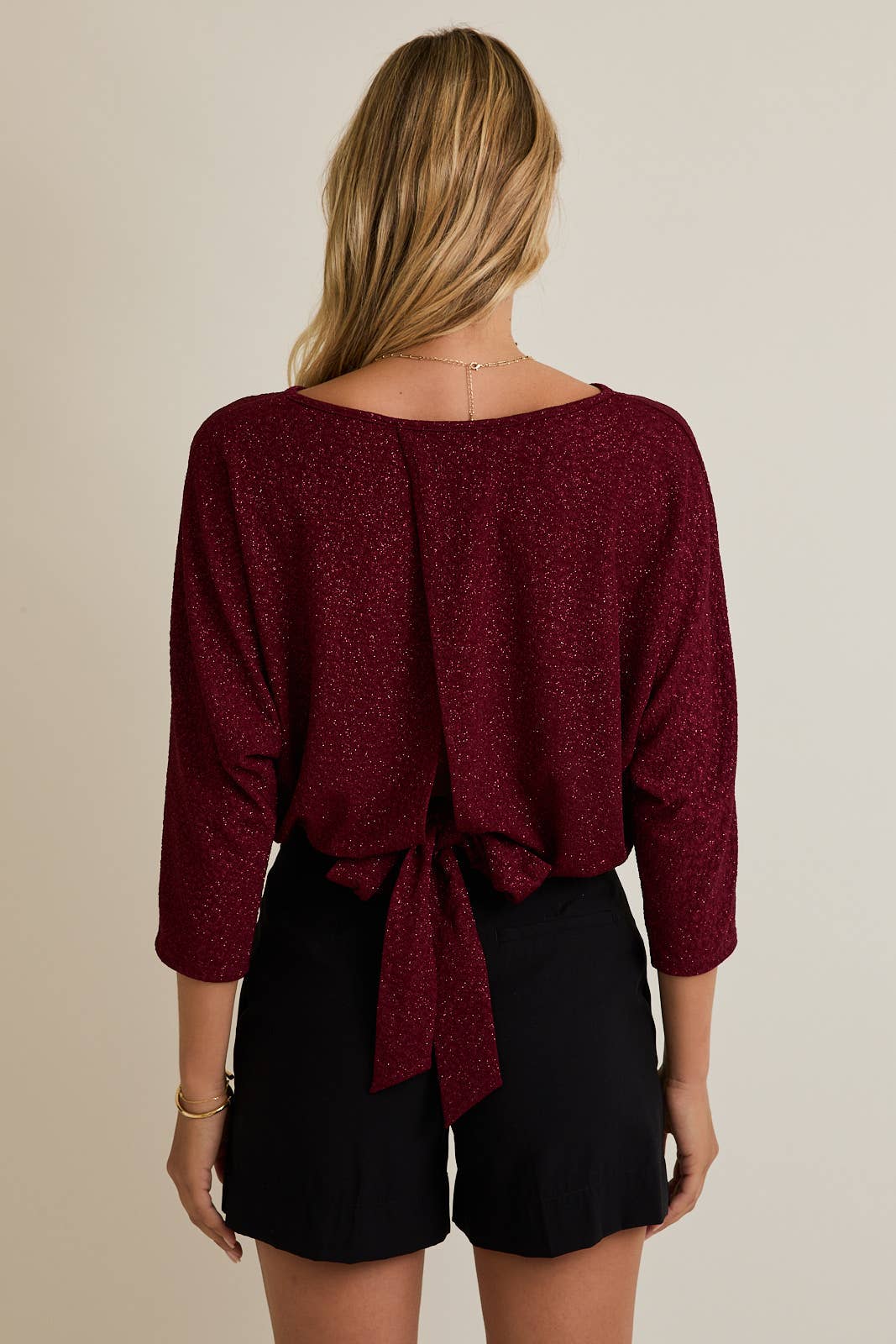 Shimmer Open Back Tie Top