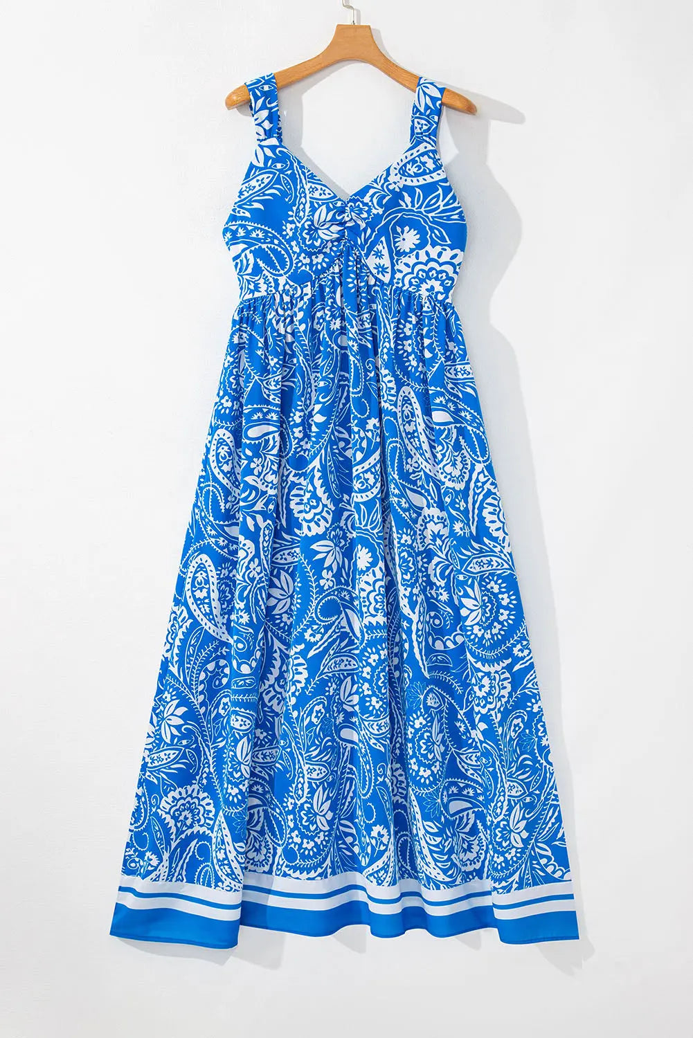 Blue Paisley Crisscross Backless Maxi Dress Florida Girl Fashion Boutique