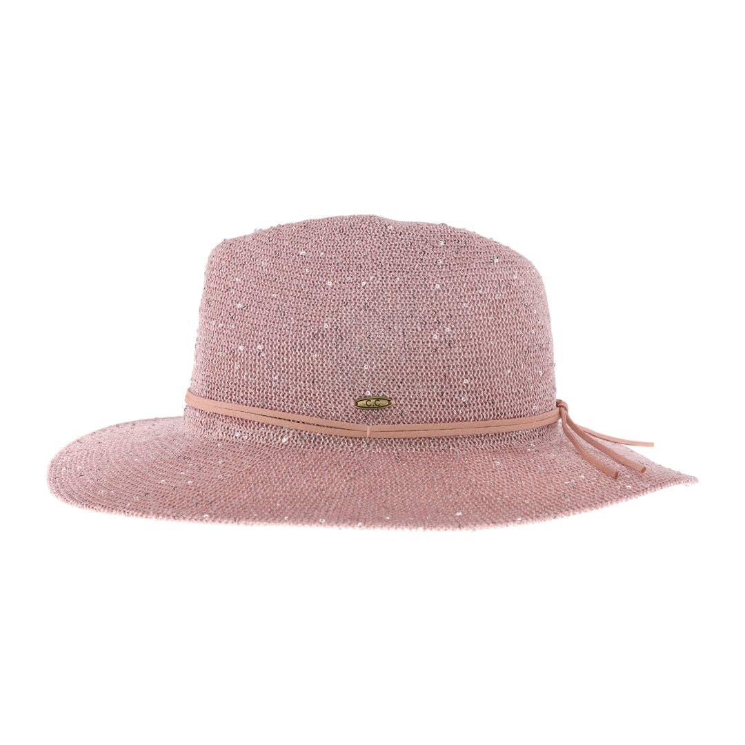 Knit Sequin Adorned Panama Hat C.C Beanie