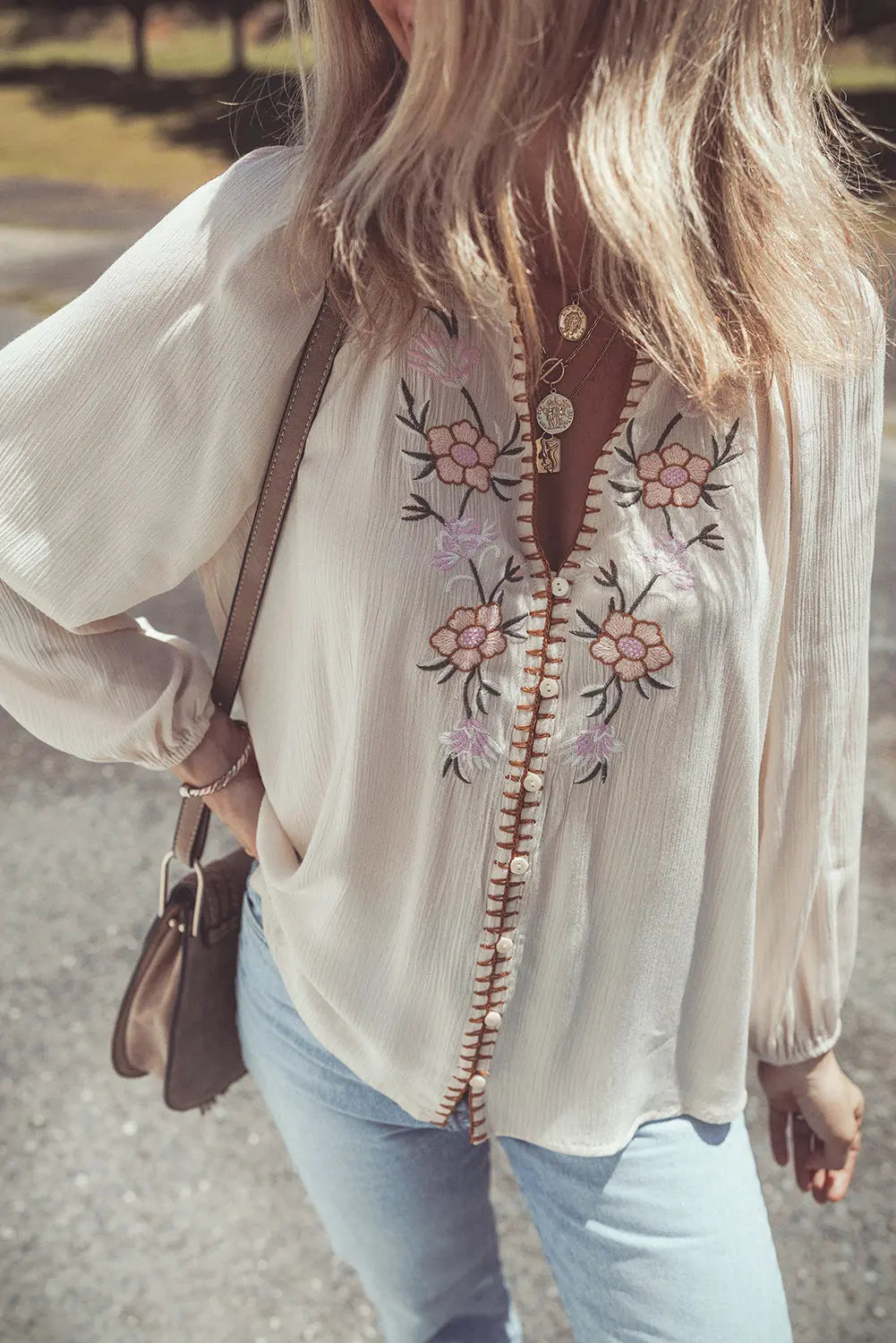 Boho Embroidered Puff Sleeve Blouse Florida Girl Fashion Boutique