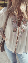 Boho Embroidered Puff Sleeve Blouse Florida Girl Fashion Boutique
