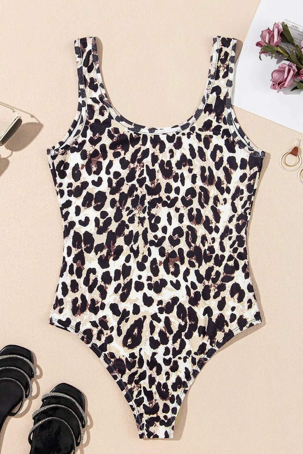 Brown Leopard Print U Neck Sleeveless Bodysuit Florida Girl Fashion Boutique