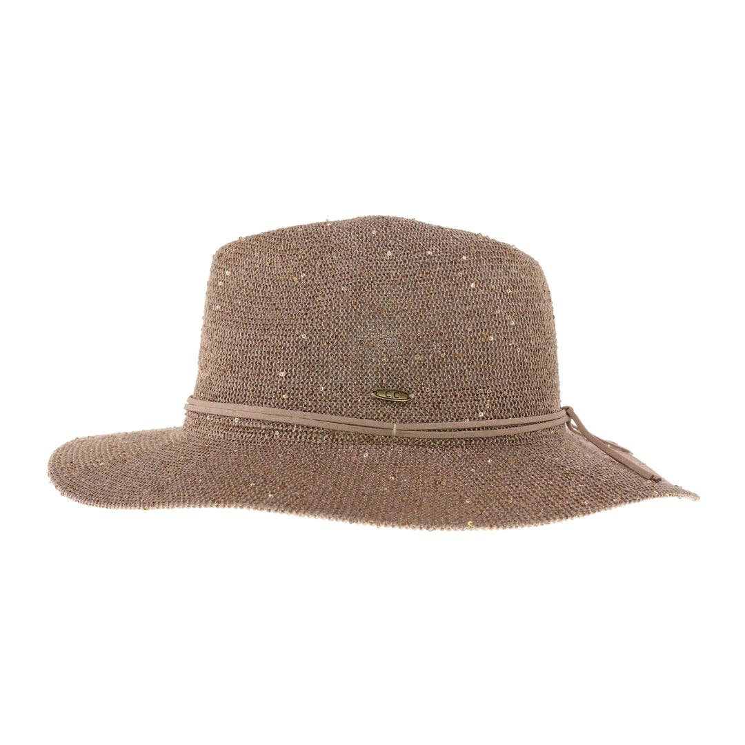 Knit Sequin Adorned Panama Hat C.C Beanie