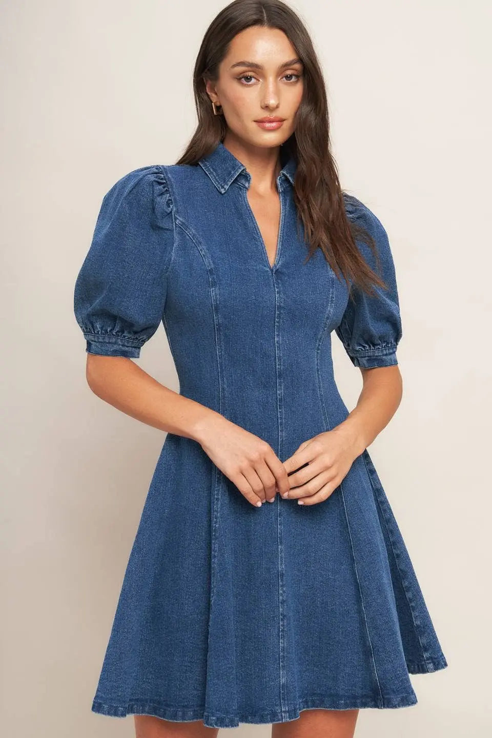 A washed denim mini dress - ID22983 FLYING TOMATO