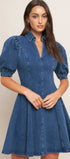 A washed denim mini dress - ID22983 FLYING TOMATO