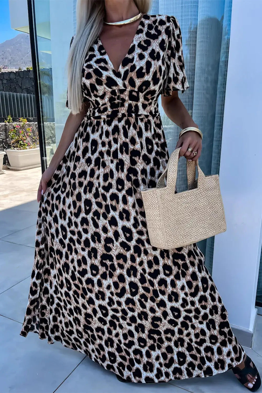 Leopard Open Back Maxi Dress Florida Girl Fashion Boutique