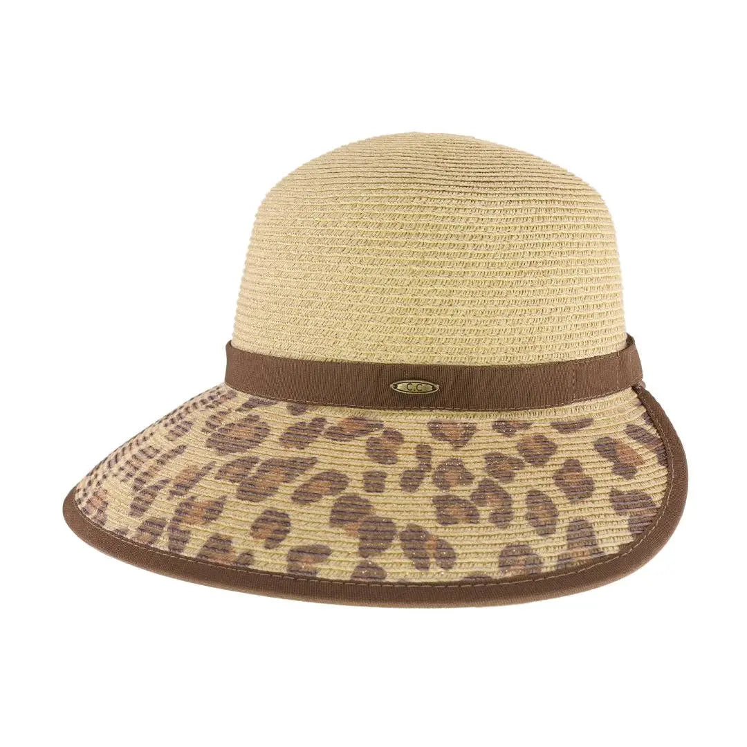 Leopard Print Wide Brim C.C Beanie