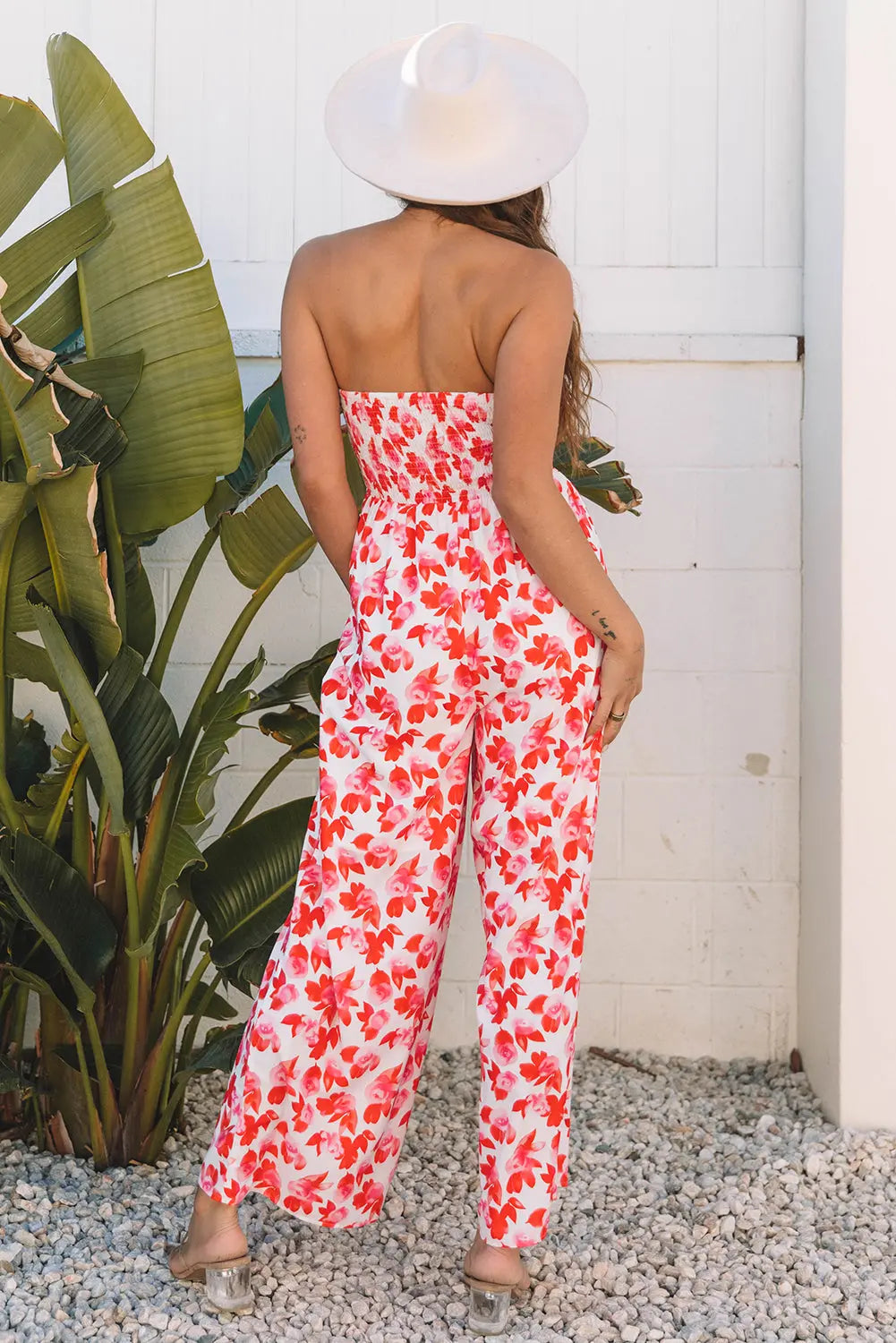 Floral Print Twisted Bandeau Wide Leg Jumpsuit Florida Girl Fashion Boutique
