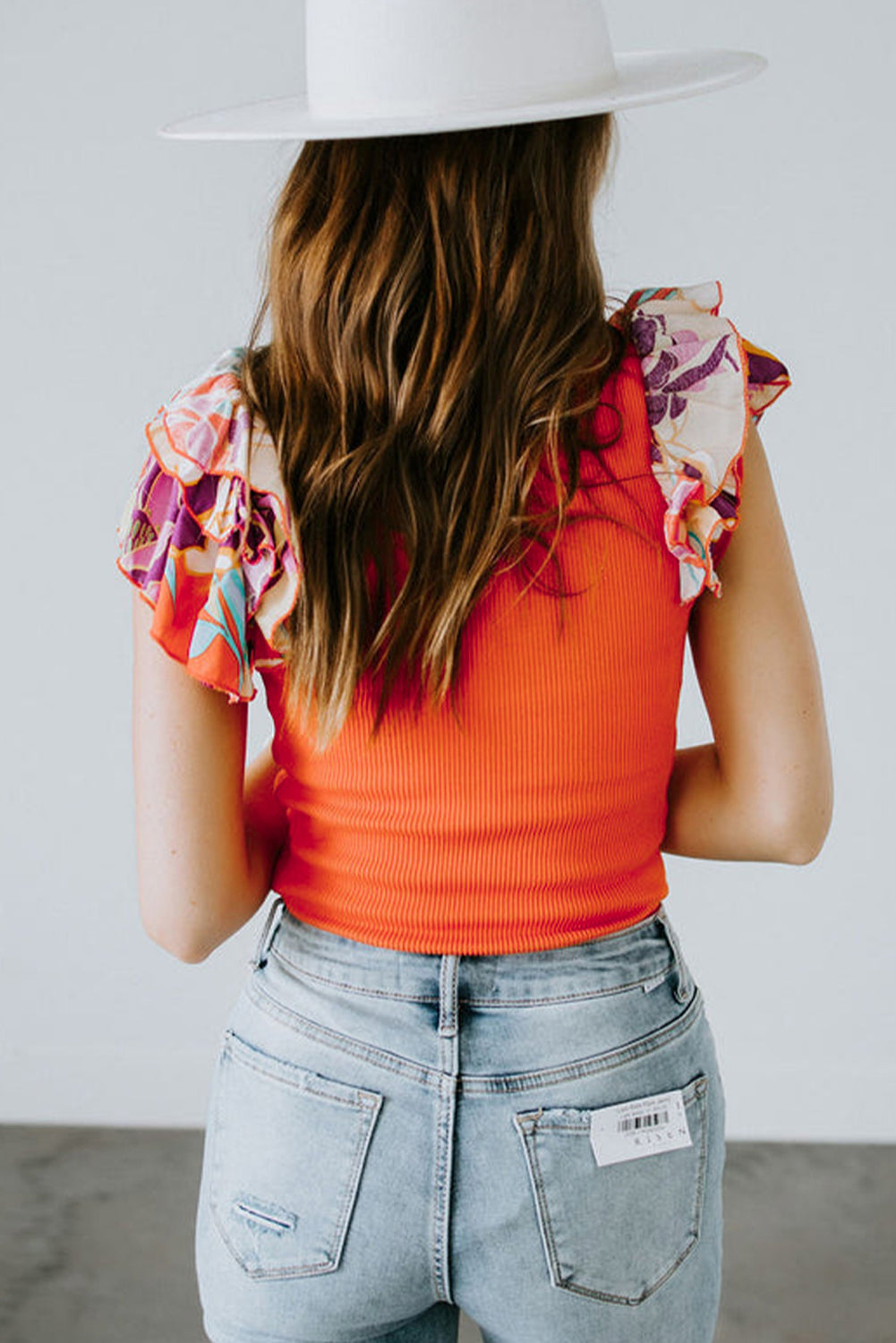 Orange Ribbed Knit Tiered Ruffled Sleeve Bodysuit Florida Girl Fashion Boutique
