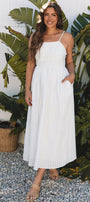 White Stripe Pocketed High Waist Maxi Dress Florida Girl Fashion Boutique