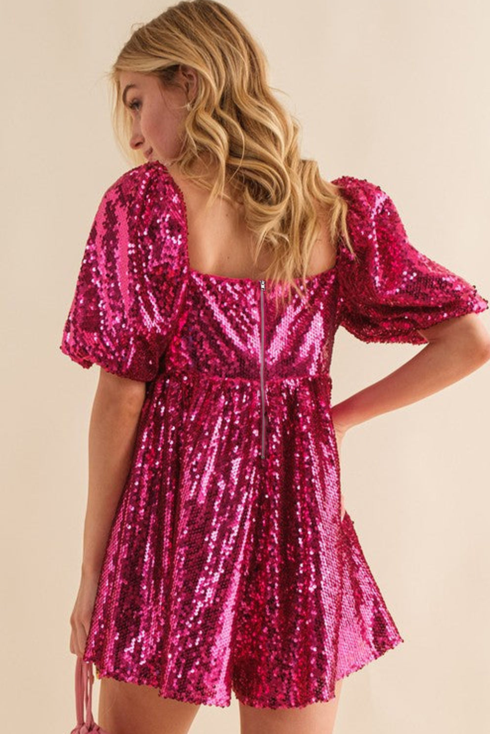 Puff Sleeve Sequin Babydoll Romper Florida Girl Fashion Boutique