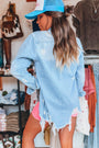 Distressed Long Denim Jacket Florida Girl Fashion Boutique
