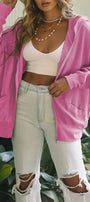 Waffle Knit Full Zipper Hooded Jacket Florida Girl Fashion Boutique