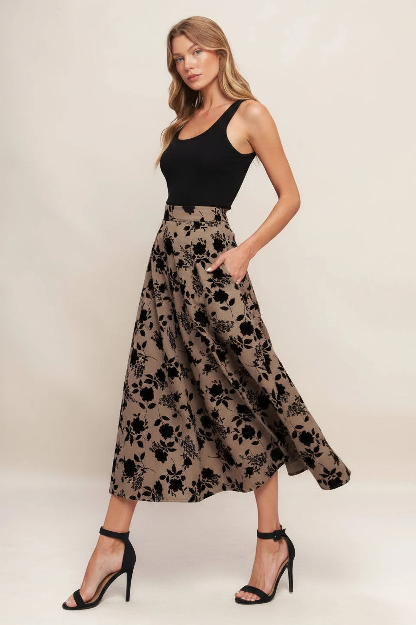A woven flocking circle skirt - IK7708 FLYING TOMATO