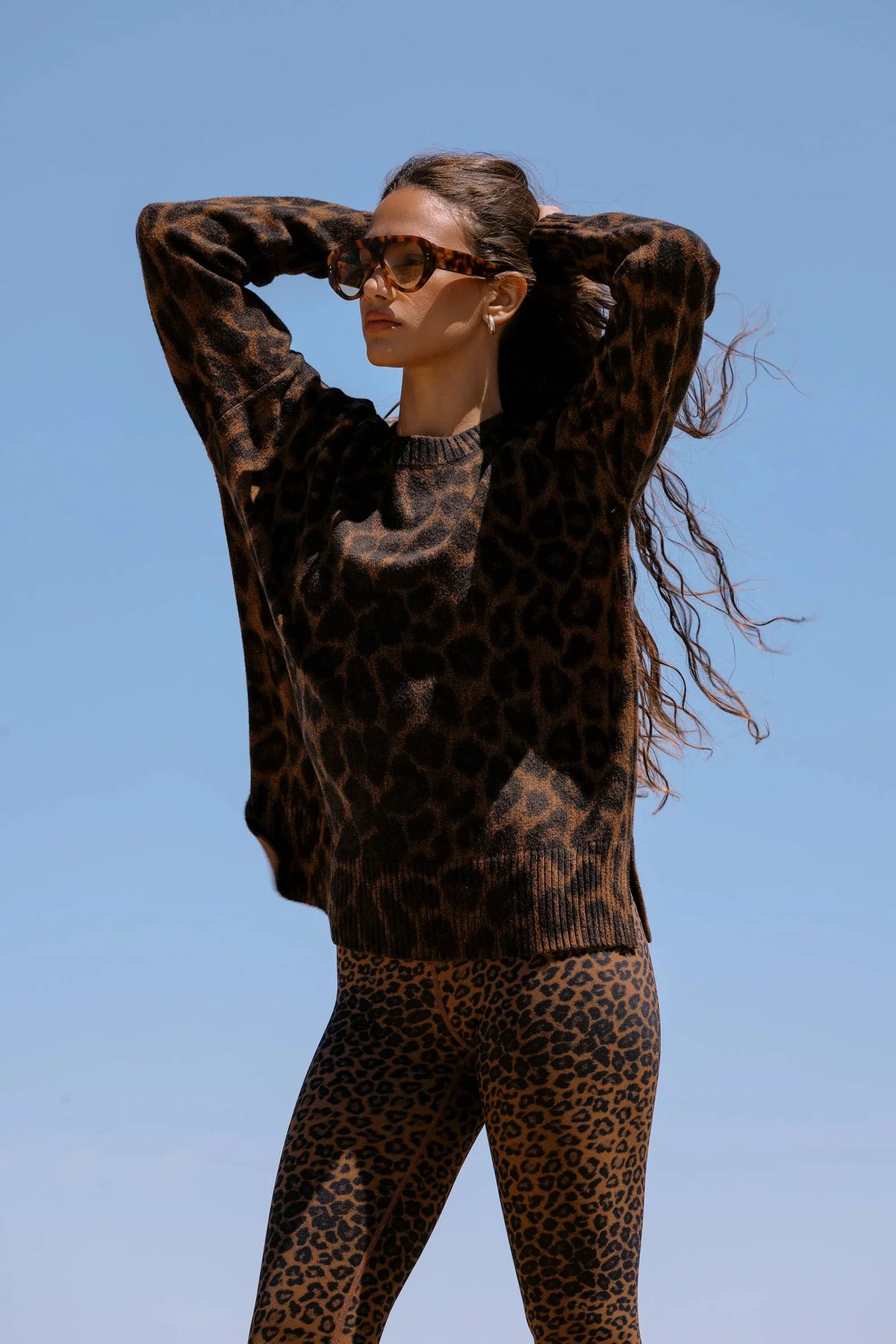 Beach Riot Callie Sweater Caramel Leopard