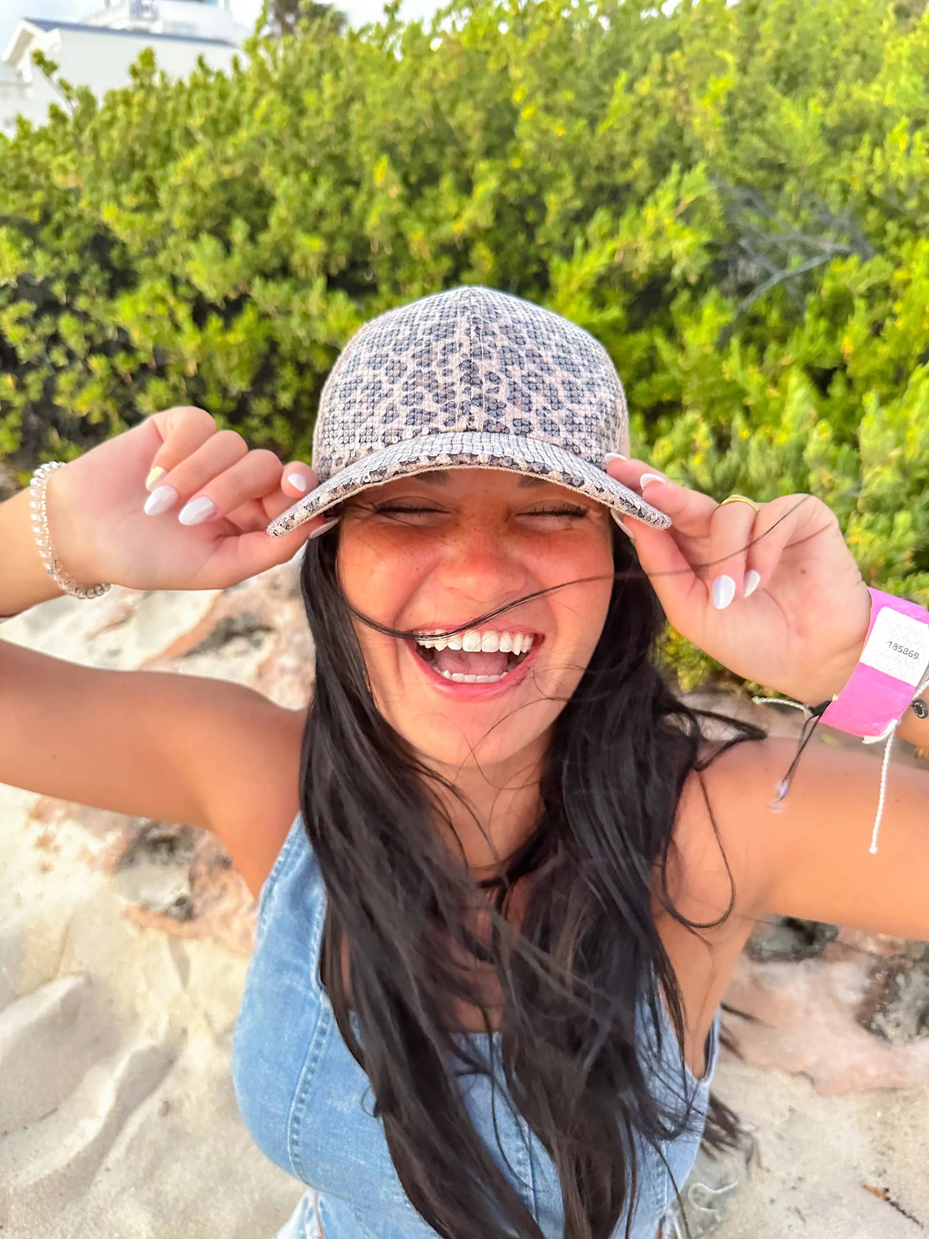 Clear Sequin Leopard Baseball Hat C.C Beanie