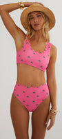 Beach Riot Madison Top Flamingo Fronds Waffle