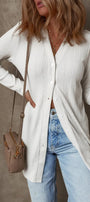 Ribbed Button Up Tunic Cardi Florida Girl Fashion Boutique