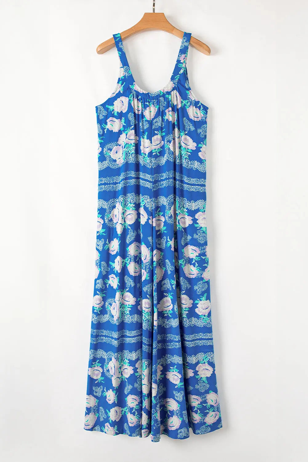 Blue Floral Print Wide Leg Jumpsuit Florida Girl Fashion Boutique